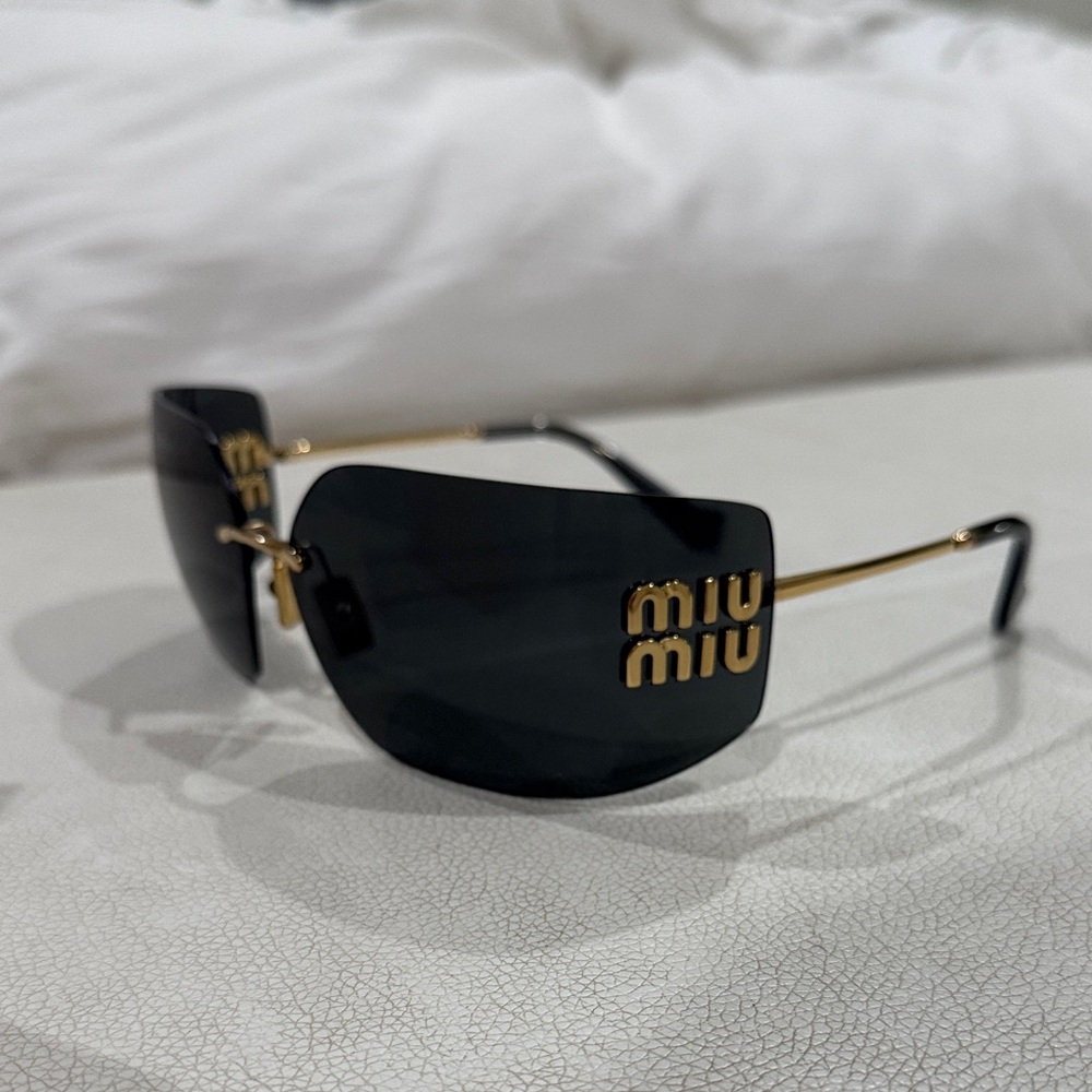 Miu Miu Black and Gold Sunglasses - Picture 3 of 3
